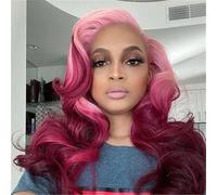 ZCSLD 70CM 3 Pezzi Parrucche Sfumate di Colore Rosa Blu Navy, Parrucche Sintetiche Parrucca Riccia per Adulti Parrucca Cosplay Color Ful Parrucchino per Feste Quotidiane