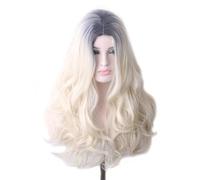 ZCSLD 70CM 3 Pezzi Parrucche Sfumate di Colore Rosa Blu Navy, Parrucche Sintetiche Parrucca Riccia per Adulti Parrucca Cosplay Color Ful Parrucchino per Feste Quotidiane