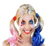 ZCSLD Circa 55 cm 3 pezzi parrucche sfumate di colore blu polvere, parrucche sintetiche parrucche parrucche da donna feste di viaggio carnevale