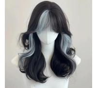 ZCSLD Circa 55 CM Parrucche Sfumate di Colore Nero/Blu Parrucche Sintetiche Accessori per Capelli per Ragazze Sulla Parrucca Cosplay per Feste Quotidiane Posticci per Feste Quotidiane