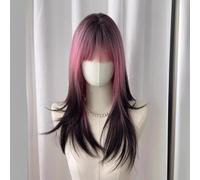 ZCSLD Circa 60 cm Parrucche sfumate di colore rosa/nero Parrucche sintetiche Accessori per capelli per ragazze nelle feste quotidiane di viaggio Carnevale