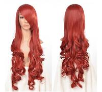 ZCSLD Parrucche Sfumate di Colore Blu/Rosso 80CM, Parrucche Sintetiche Parrucche per Donne Accessori per Capelli per Ragazze Ricci Sulla Festa Quotidiana