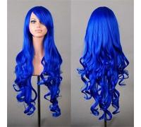 ZCSLD Parrucche Sfumate di Colore Blu/Rosso 80CM, Parrucche Sintetiche Parrucche per Donne Accessori per Capelli per Ragazze Ricci Sulla Festa Quotidiana