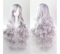 ZCSLD Parrucche Sfumate di Colore Blu/Rosso 80CM, Parrucche Sintetiche Parrucche per Donne Accessori per Capelli per Ragazze Ricci Sulla Festa Quotidiana