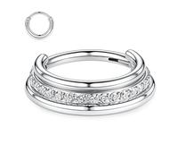 ZCVFROY 316L Surgical Steel Hinged Seamless Septum Clicker 16G 14G ilage Helix s Daith Tragus for Women Men