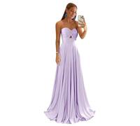 ZCXCsfp Abiti da damigella d'onore in raso senza spalline Una linea lunghi abiti da ballo con fessura Sweetheart abito da sera formale abito da sposa ospite abbigliamento, Lilla, 38