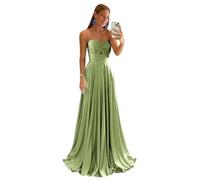 ZCXCsfp Abiti da damigella d'onore in raso Una linea abiti lunghi da ballo con fessura Sweetheart abito da sera formale abito da sposa ospite abbigliamento, Verde salvia, 38