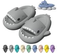 ZCXCsfp Ciabatte a forma di nuvola di squalo, super morbide, massaggianti, antiscivolo, punta aperta, Grigio chiaro, 9.5-10UK