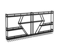 ZCXMNL Moderno portabottiglie da parete, in metallo, con ripiani sospesi e luce a LED, espositore in ferro (nero, 240 x 20 x 86 cm)