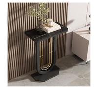ZCXMNL Tavolo consolle stretto con stoccaggio, montaggio senza attrezzi e coperchio resistente ai graffi, salvaspazio, per appartamenti e piccoli spazi (nero + nero, 50 cm)