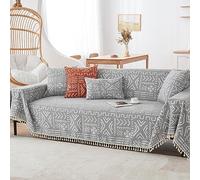 ZCXRYFL Telo Arredo Divano Angolare 1 2 3 4 Posti Copridivano Penisola Copertura Divano in Ciniglia Protezione dei Mobili Fodera Divano per AntiGraffio Gatto Bambino Che Gattona(180X360cm,Grey)