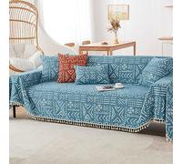 ZCXRYFL Telo Arredo Divano Angolare 1 2 3 4 Posti Copridivano Penisola Copertura Divano in Ciniglia Protezione dei Mobili Fodera Divano per AntiGraffio Gatto Bambino Che Gattona(180X280cm,Blue)