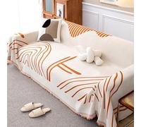 ZCXRYFL Telo Salva Divano- Reversibile A/B Copridivano di Lusso La Casa 1 2 3 4 Posti Copertura Divano in Ciniglia Coperta Divano con Penisola per AntiGraffio Gatto, Lavabile(180X200cm,Orange)