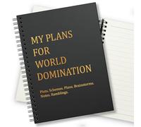 zcyhtqp, My Plans for World Domination, Funny Office Spiral Notebook, Sarcastic Work Gag Gift, Humorous Work Gift for Boss, Coworkers & Team, 160 Lined Pages Notebook
