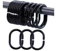 ZCYKJ 12 pezzi di asta per doccia in plastica per doccia e finestra, anello per tenda da doccia scorrevole (nero)