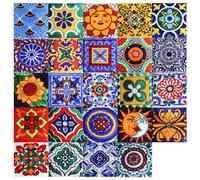 ZCYKJ Adesivi per piastrelle marocchine, 24 pezzi, stile vintage, per pavimenti, cucina, pareti, pareti, autoadesivi, grandi decalcomanie in vinile, per cucina, soggiorno, bagno, camera da letto,