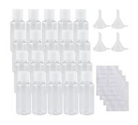 ZCYKJ Set di 20 bottiglie vuote da viaggio da 30 ml, in plastica trasparente, ricaricabili, per liquidi, con 4 imbuto piccolo e 4 etichette per viaggi o cosmetici