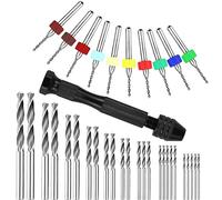 ZCYKJ Set di 36 mini trapani manuali per artigianato, punte elicoidali di precisione con mini morsa per trapano per lavori manuali delicati, assemblaggio elettronico, intaglio fai da te, modellismo