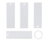 ZCYKJ Set di 4 raschietti per torte in plastica, per bordi della torta, raschietti per decorare torte, pettini da cucina, utensili fai da te, tagliapasta per torte, glassa, crema al burro e mousse (bi