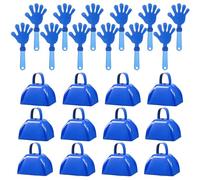 ZCYSRLQIN 24 ciuffi a mano e campanacci in metallo, per tifo, campanelle di mucca, con manico, per danza, basket, calcio, eventi sportivi, laurea, scuola, feste sportive (blu)