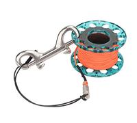 ZCZDHNA Diving Finger Spool Reel | 30m Orange Line with Stainless Steel Bolt Snap | Sturdy Plastic Spool for Scuba/Cave/Technical Diving | 4 Colors Lightweight Gear (Blue Wheel)