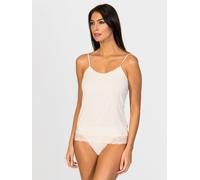 zd ZERO DEFECTS Maglietta intima 'Afrodita Cuff lace spaghetti top soy fiber' bianco naturale Donna zd ZERO DEFECTS LxC