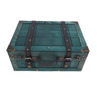 ZDAGELD Baule Portaoggetti Vintage, Valigia in Legno con Manico in Pelle PU per Decorazioni per la Casa, Oggetti Fotografici, Contenitori per Oggetti (Retro verde grande)