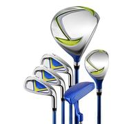 ZDAGELD Set Completo di Mazze per Ragazzi con Ampio Punto di Impatto, Massima Tolleranza, Borsa da Supporto Portatile per Principianti (Blu Verde Destro 115-135 cm)