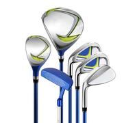 ZDAGELD Set Completo di Mazze per Ragazzi con Ampio Punto di Impatto, Massima Tolleranza, Borsa da Supporto Portatile per Principianti (Blu Verde Mano Sinistra 95-115 cm)