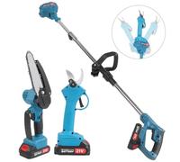 ZDAGELD Tagliarami con Batteria da 21 V, Elettrica per Potatura, Motosega a Batteria e Taglia Alberi, Portata Estensibile di 10 Piedi, Funzionamento a Doppia, Angolo di Taglio (Spina europea)