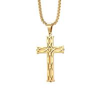 ZDaoBen Collana Croce Uomo Acciaio Inossidabile Ciondolo Infinity Croce nodo celtica irlandese Regali Gioielli Cristiani per Donna 60 cm Placcato oro