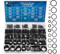 ZDBB 1010 pezzi Kit di O-ring in gomma 22 misure Set assortito di O-ring universali per rubinetti automobilistici, collegamenti aria o gas, resistenti all'olio e al calore