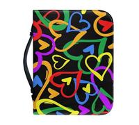 ZDCUSTOM Custodie per libri con bandiera del Gay Pride e scritta "Rainbow Love Heart" LGBT per donne, segnalibro personalizzato, in pelle PU, custodia per libri, misura M