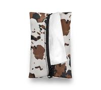 ZDCUSTOM Porta Fazzoletti Marrone con Mucca per Borsa Porta Fazzoletti Riutilizzabile Tasca Porta Fazzoletti Portatile con Cerniera, Scatola dei Fazzoletti per Auto Contenitori per Fazzoletti