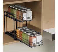 ZDDLOINP Portaspezie allungabile per armadio, 2 ripiani, portaspezie regolabile in altezza nero, organizer per spezie allungabile, armadietto da cucina