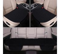 ZDDYUU Cuscino per Sedile Auto per Ford Tourneo Courier 2000-2024, Auto Ricamato Trapuntato in Lino Senza Schienale Set Universale di Tre Pezzi Tappetino,Black