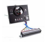 ZDETGU Pannello Strumenti Marini 12 V 4 in 1 Set di 4 Indicatori Indicatore Multifunzione Livello Carburante Pressione Olio Temperatura Acqua Tensione con Pressostato (Quadrante nero Copertina nera