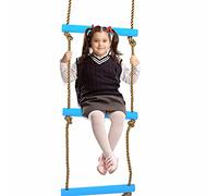 ZDETGU Scala da Arrampicata su Corda per Bambini a Sei Sezioni per Esterni, dai 3 Ai 12 Anni, Altezza con Corda in Nylon e Gradini in Plastica, Carico 150 kg per Casa, Palestra o Uso Esterno (Blue)