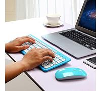 ZDETGU Set Mouse e Tastiera Wireless Ricevitore USB Dal Design Ergonomico per PC Portatile con Sensazione di Tocco Confortevole (abito blu senza fili)