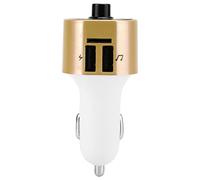 ZDETGU Trasmettitore Caricatore per Auto FM Wireless con Lettore MP3, Chiamata Manuale per Auto (GOLD)