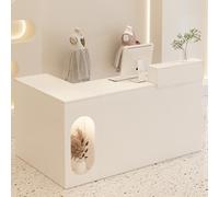 ZDFTGKM Banco della reception, scrivania con cassetto e armadietto, pannello laterale avvolgente frontale in legno, tavolino da bancone (bianco)