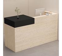 ZDFTGKM Bancone della reception, scrivania con cassetto e armadietto, pannello laterale avvolgente frontale in legno, tavolino da bancone (nero + colori misti, 100 cm)
