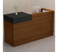 ZDFTGKM Bancone della reception, scrivania con cassetto e armadietto, pannello laterale avvolgente frontale in legno, tavolino da bancone (nero + marrone, 90 cm)
