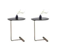 ZDFTGKM C Tavolino laterale in legno mobile a forma di C divano angolo camera da letto comodino lettura pigro noce scuro top base oro set di 2 30 cm L x 45 cm W 59,9 cm H