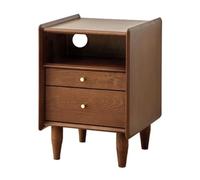 ZDFTGKM Comodino con 2 cassetti, comodino portaoggetti per camera da letto, mensola estraibile in legno per risparmiare spazio, comodino maniglia in metallo (colore: noce 2ps, dimensioni 35 cm)