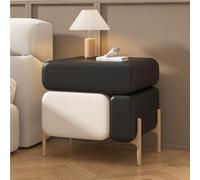 ZDFTGKM Comodino in legno, comodini colorati, tavolino piccolo, comodino con gambe solide, stand per camera da letto, dormitorio universitario (nero bianco, L 17,7)