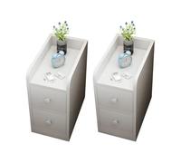 ZDFTGKM Comodino in legno per camera da letto con bordo stretto comodino piccolo ultra mini armadio bianco con 2 cassetti Set pezzi 25,4 cm L x 33 cm W 50,8 cm H