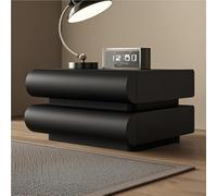 ZDFTGKM Comodino moderno e minimalista, con cassetti in legno massello, supporti in pelle di alta qualità, comodino per camera da letto e soggiorno (nero, 2 cassetti (L17,7))