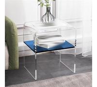 ZDFTGKM Comodino moderno in acrilico, 2 ripiani, trasparente, elegante e funzionale, tavolino chic per camera da letto, soggiorno e bagno (blu)