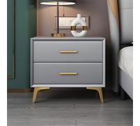 ZDFTGKM Comodino moderno in finta pelle con 2 cassetti, tavolo portaoggetti per camera da letto, in legno massello, piccolo, azzurro, 1 pezzo, 40,6 cm di lunghezza x 48,3 cm di altezza